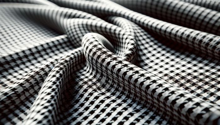 This image shows the classic, sophisticated style of Houndstooth Fabric, with its distinctive duotone pattern