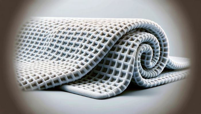 The image captures the unique, textured grid pattern of Waffle Fabric, emphasizing its absorbency and coziness